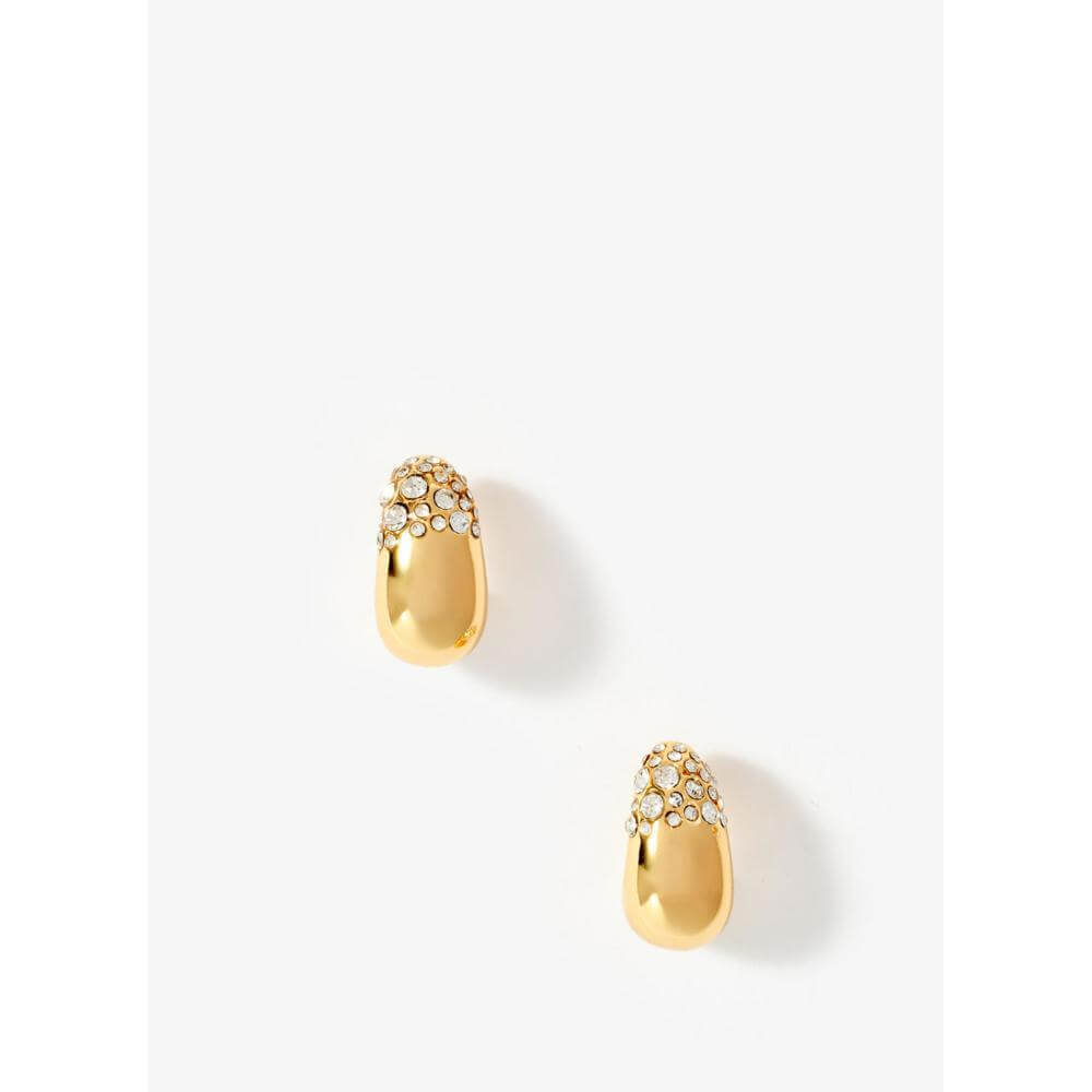 Mint Velvet Gold Tone Pave Curved Earrings